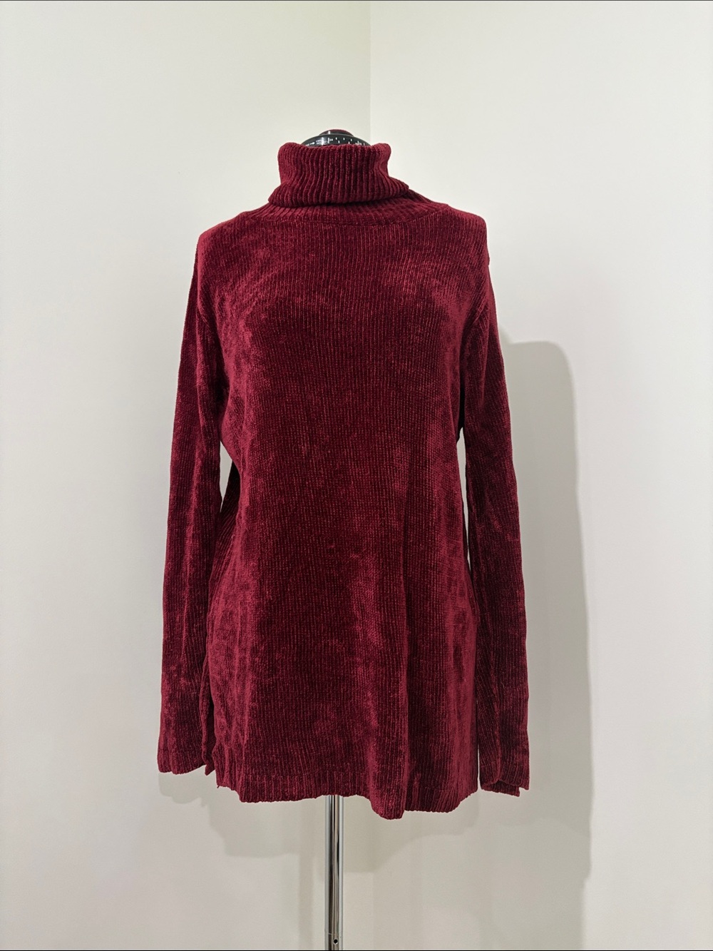 Cozy Burgundy Chenille Turtleneck Sweater